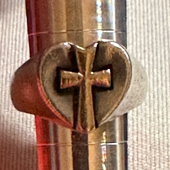 JAMES AVERY CROSS HEART RING 14K Gold And Sterling 6.3g Crosslet Signet Small 4 - Picture 9 of 12